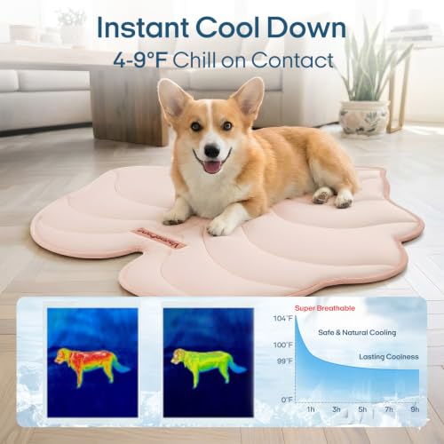 Dog Cooling Mat Washable Pet Cooling Mat, Self Cooling Mat for Dogs Large | 55" x 45", Thick Portable Foldable Cooling Pad for Indoor Outdoor, Crate, Travel, Camping and Beach - color: Light Pink, size: X-Large