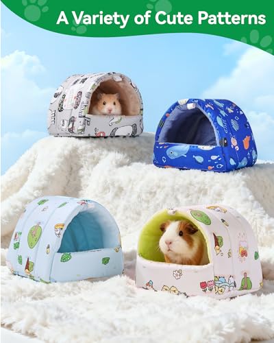 2 PCS Guinea Pig Hideout Guinea Pig House Guinea Pig Bed, Washable Hamster House Small Animal Cage Accessories for Mouse Chinchillas Hamsters Hedgehogs Ferrets Bearded Dragons and Rats - color: Dark Blue+Gray, size: 7.8*7in