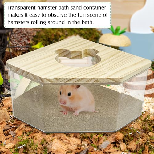kathson Hamster Sand Bath Box Transparent Acrylic Small Animals Shower Bathtub Syrian Hamster Digging Sand Container Cage Accessories for Lemmings Gerbil Mice (Small Pentagon) - size: Small - Pentagon