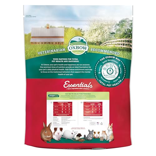 Oxbow Essentials Young Rabbit Food, High-Fiber Rabbit Pellets, USA, 25 lb | Bunny Food for Young Rabbits, Made with High Fiber Oxbow Hay, Vitamins & Minerals, Uniform, Prevents Selective Feeding - size: 25 Pound (Pack of 1)