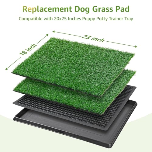 LOOBANI Dog Grass Pee Pads, 2 Pack Artificial Grass for Potty Tray, 18x23in | Replacement Turf, Pet-Friendly, Easy to Clean, Washable, Fake Grass Mat for Puppy to Pee on, Outdoor Indoor Pee Grass Patch - size: 18*23 inch