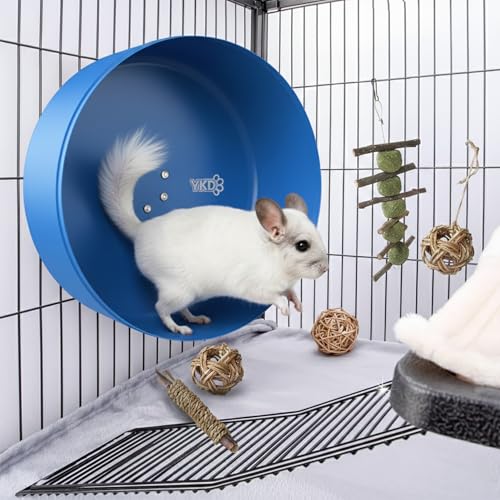 15" Aluminum Alloy Silent Chinchilla Exercise Wheel | Noiseless Running Wheel for Chinchilla, Rat, Hedgehogs, Squirrels and Small Pets (Blue) - color: Blue