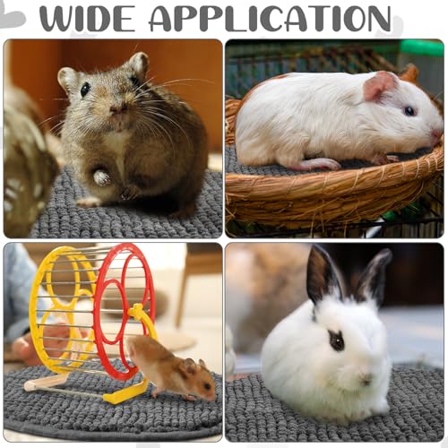 4 Pcs Guinea Pig Cage Liner 12 Inch Round Washable Chenille Pee Pads Pet Dog Cat Bedding Training Mat Reusable for Small Animals Puppy Bunny Hamster Chinchilla - color: Dark Gray, size: Diameter 12 Inch, style: Low Pile Chenille