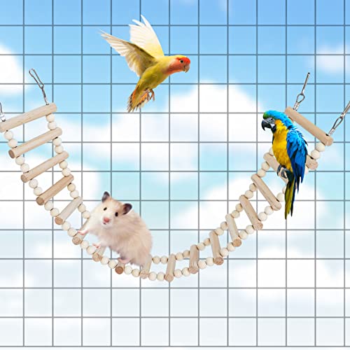 Rat Ladder Bridge Toy, Rat Climbing Toys, Natural Wooden Hamster Ladder Bridge Toy, Cage Accessories for Bird Parrots Parakeets Hamster Cockatiels Sugar Gliders - 18 Steps - 25.98 x 3.14 Inch - size: 18 Steps - 26 × 3 Inch