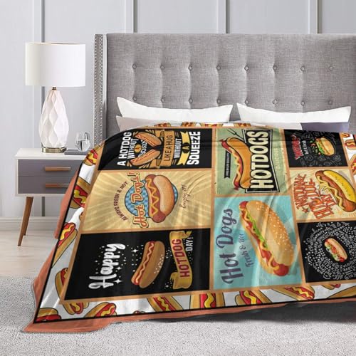 Funny Hotdog Blanket Super Soft Cozy Fleece Food Throw Blanket Plush Bedding Hot Dog Stuffed Blanket Gifts for Boys Girls Kids Women 60''X80'' - color: Hotdog, size: 60"x80"