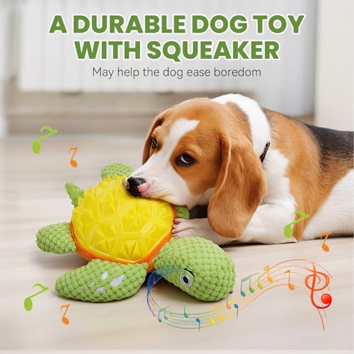 Squeaky Dog Toys, TPR Shell Chew Toy, Soft Plush Buddy, 9.45" | Dual-Action Playmate, Chew and Cuddle