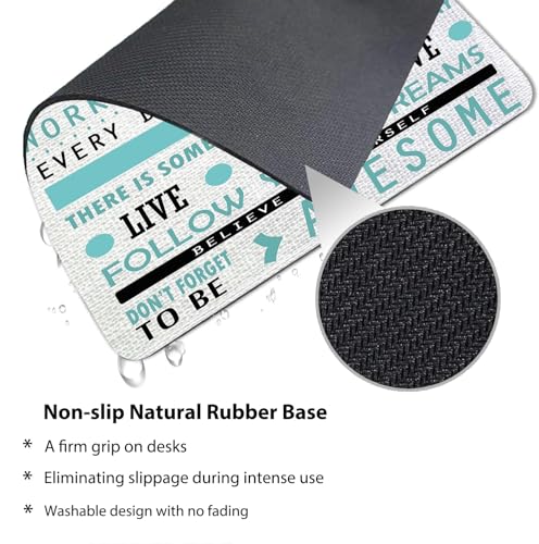 Laugh More Worry Less Be Awesome Mouse Pad, Inspirational Quotes Desk Mat | Positive Affirmations, Motivational Self Love, Be The Best Version Of You, 9.5"x 7.9", Cute Smooth Anti-Slip Teal Mousepad - color: Tea Green