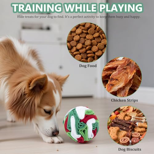 Multi-Color Snuffle Ball for Dogs, Nature-Themed Camouflage Slow Feeder Toy, Dirt-Hiding Design for Indoor/Outdoor Mental Enrichment, Puzzle Game for All Breed Sizes,Machine Washable - color: White & Green, size: Medium