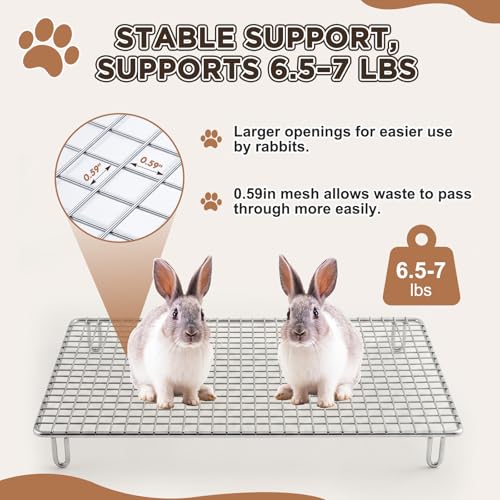 Stainless Steel Grids for Large Rabbit Litter Box Heavy Duty Cage Grid for 22x18x3 Inch Cage, Easy Clean Replacement-cage Bottom for Rabbit, Cat, Guinea Pig & Chinchilla