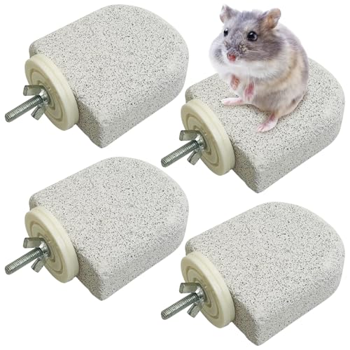 4 Pack Hamster Climbing Ledge Platform Lava Ledges for Rats Hanging Pet Chewing Grinding Toys Small Animal Cage Accessories for Gerbil Guinea Pig Rat Mouse (Small,Gray) - size: Small