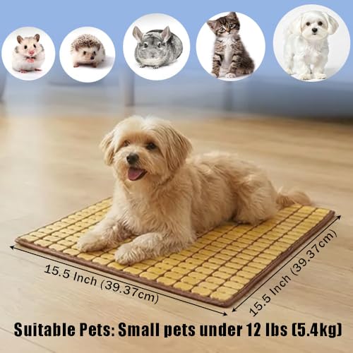 OULIGET Pet Cooling Mat, Waterproof Breathable Bamboo Cushions for Cat Dog Hamster Rabbit, Anti-Slip Easy Carry Clean, 15.5 in