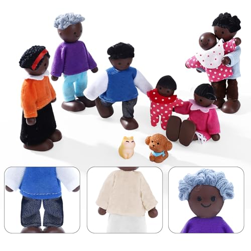 ONEST 10 Pieces Wooden Dollhouse Family Set Mini People Figures Sets Dollhouse Dolls Wooden Doll Family Pretend Play Figures Accessories for Pretend Doll House - style: Harmony Style
