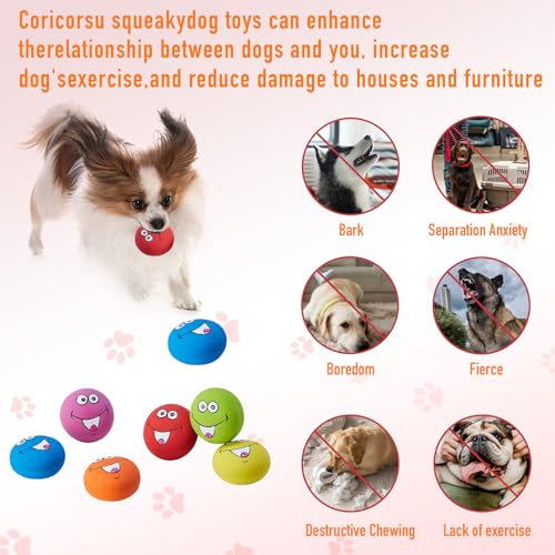 Squeaky Dog Toys Funny Face Chewing Latex Rubber Soft Fetch Play Interactive Dog Squeaky Balls for Puppy Small Medium Pet Dog (12PCS) - color: Smile Face 12PCS