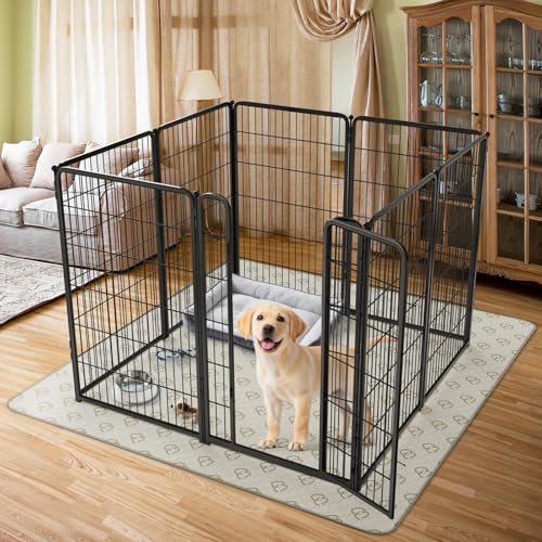 FXW Homeplus Indoor Dog Playpen with Washable Pee Pad, 45" H, 8 Panels | Calm Indoor Play Area, Super Absorbent Pad for Easy Cleanup, for Large Dogs, Patented - color: Black, size: 45"H
