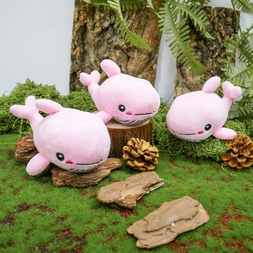 Dog Hide and Seek Toys Puppy Chew Squeaky Toys Plush Mushroom&Bamboo&Shell Hideout Stuffing with Squeakers Animals (3Pcs Squeaky Whale Pink) - color: 3Pcs Squeaky Whale Pink