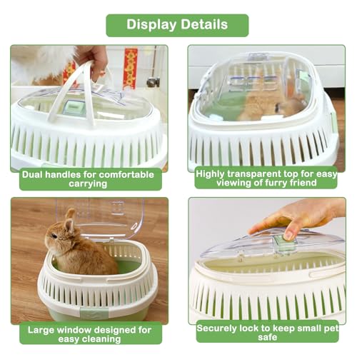 Hamster Carrier Portable Guinea Pig Carrier 13 X 11 X 8 in | Hamster Travel Cage with Ventilation Holes Outdoor Small Pet Carriers for Rat Gerbil Rabbit Hedgehog Squirrel Sugar Glider - color: Green