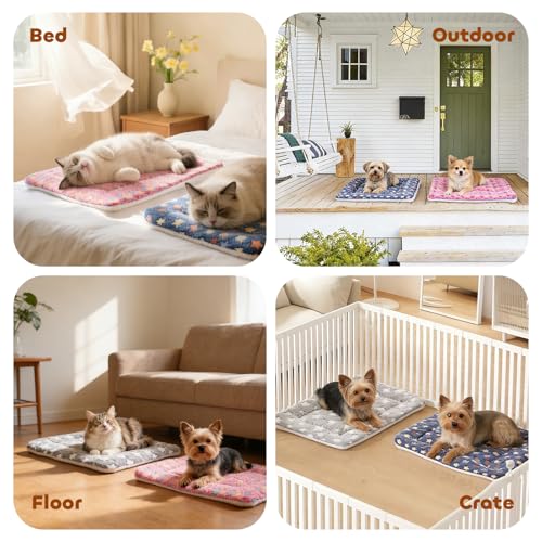 Mora Pets Cat Bed Dog Crate Pad Ultra Soft Pet Bed with Cute Star Print Washable Crate Mat for Small Dogs and Indoor Cats Reversible Fleece Dog Kennel Pad Cat Carrier Mat 14 x 17.5 inch Grey - color: Grey, size: 18-Inch