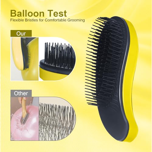 Small Dog Brush, Skin-friendly Soft Bristles (Yellow) | Puppy Hair Brush, Massage and Bath Supplies, Pet Grooming Tool for Teddy, Yorkies, Maltese, Shih Tzu, Chihuahua - color: Yellow