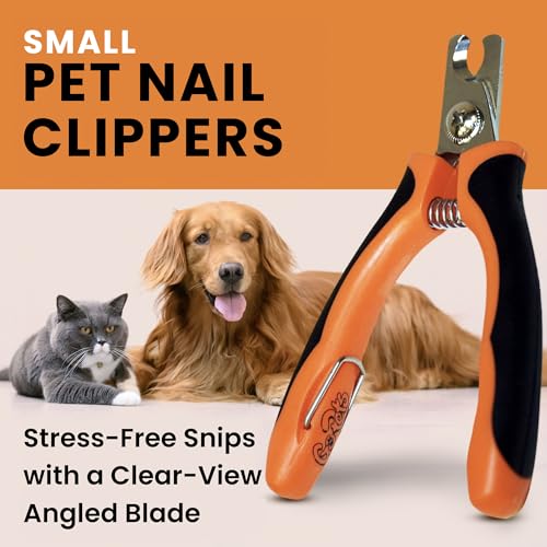 Nail Clipper for Small to Medium Pets, Quick Sensor Safety Guard | Heavy Duty Trimmer for Thick Nails, Stainless Steel Blades, Grooming Tool for Dogs & Cats, Non-Slip Handle Built-in Nail File - size: Small