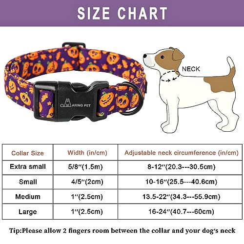 ARING PET Halloween Dog Collar, Cute Purple Fall Pumpkin Doggy Pet Puppy Collars for Small Medium Large Girl Boy Dogs-XS - color: Halloween Purple, size: X-Small