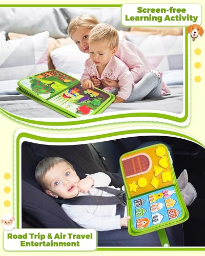 Busy Book for Toddlers 1-3, Montessori Toys for 1 Year Old Boy Girl Gifts | Busy Board, Birthday Gifts, Toddler Airplane Car Travel Toy, Learning Educational Toys, Farm Animals, Quiet Activity Books