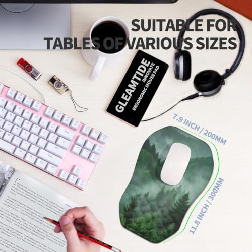 Ergonomic Raised Mouse Pad Wrist Support with Bilateral Slope Memory Foam Mousepad for Wrist Rest and Carpal Tunnel Pain Relief 11.8x7.9〃Green Mountain - color: Green Mountain