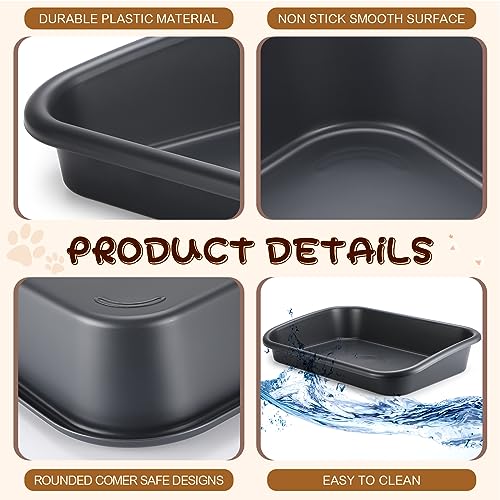 Uiifan 3 Pcs Extra Large Low Entry Cat Litter Box for Senior Kitty Pet Open Top Litter Box for Senior Kitten Handicap Disabled Older Elderly Cats, Easy to Clean(Dark Gray,23.2 x 16.5 x 4.3 Inches) - color: Dark Gray, size: 23.2 X 16.5 X 4.3 Inches
