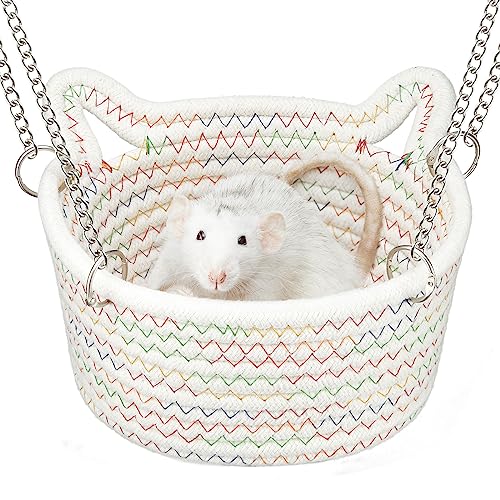 JWShang Rat Hanging Basket Bed for Cage - Chew Proof Small Animal Hammock with Sturdy Chains, Durable Rat Sleeping Nest for Mice Guinea Pig Chinchilla Sugar Glider Ferret (S) - size: Small