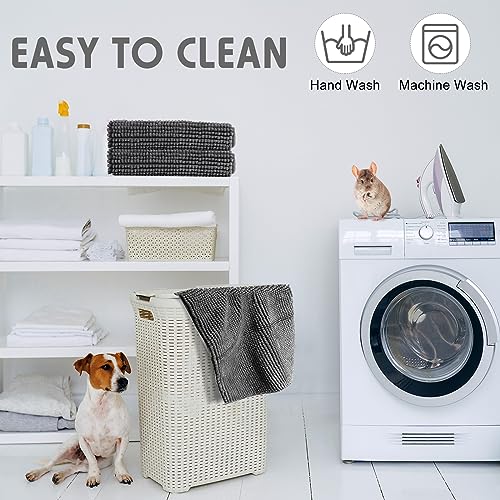 4 Pcs Guinea Pig Cage Liner 12 x 12 Inch Washable Chenille Pee Pads Pet Dog Cat Bedding Training Mat Reusable for Small Animals Puppy Bunny Hamster Chinchilla - color: Dark Gray, size: 12 x 12 Inch, style: Low Pile Chenille
