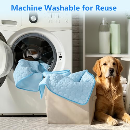 MCEAST Dog Cooling Mat 39" x 27.5" Self Cooling Pad for Dogs & Cats Non-Slip Cool-Chill Mats Summer Pet Blanket with Storage Bag Washable & Portable Cool Pet Pad for Floor Sofa Bed Car Travel, Large - size: Large
