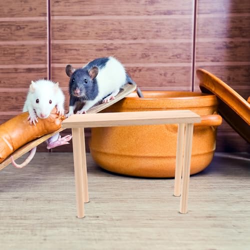 Toddmomy Hamster Play Wooden Platform, Hamster Platform Gerbil Cage Wood Stand with Pillars, Small Animal Resting Area, Rectange, 7. 5'' / 19cm Height
