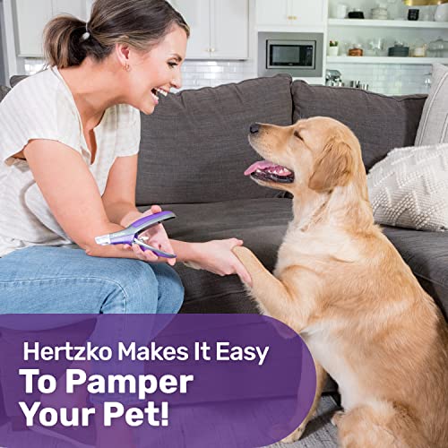 Hertzko Dog Nail Clippers with LED Light for Large & Medium Dogs - Violet Cat Nail Clipper with Replacement Blade & Nail File, Purple Nail Clippers for Dogs, Grooming Paw Pads, Circular Blade
