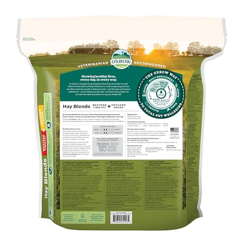 Oxbow Timothy Hay & Orchard Blend, Rabbit & Guinea Pig Hay, USA, 40 oz | Oxbow Timothy Hay, Bunny Hay For Rabbits, Guinea Pigs, Bunnies and Chinchillas, Hand-Sorted, De-Dusted, High Fiber - size: 40 Ounce (Pack of 1)