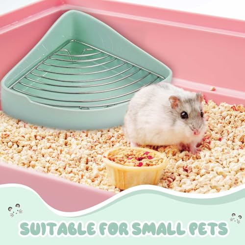 Eccliy Ceramic Corner Litter Box for Small Pets, Tip-Proof, Chew-Resistant, Triangle Potty Trainer Pet Pan for Ferret, Guinea Pig, Rat, Bunny, Chinchilla, Hedgehog, Sugar Glider, Hamster(Cyan) - color: Cyan
