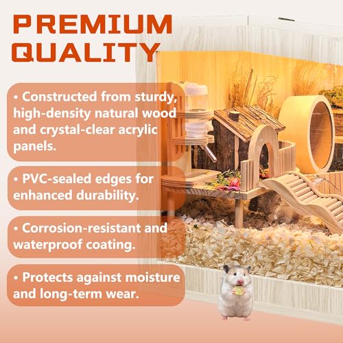Hamster Cage Chewproof, Large Hamster Cages and Habitats, Openable Top with Acrylic Sheets, Solid Built - size: 48.0"L x 20.0"W x 20.0"H