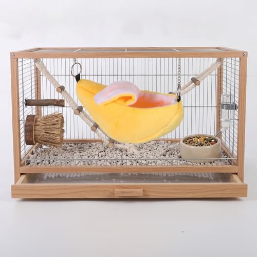 2 Pcs Hamster Bed, Soft Rat Guinea Pig Hammock, Hanging House Rat Cage Accessories for Guinea Pig Rat Sleep and Play(Banana and Pineapple)