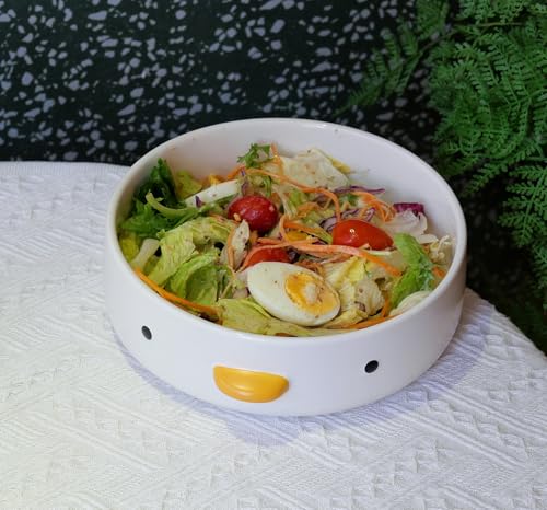 PURROOM Cute Duck 8.6'' Fruit Bowl, Handmade Glaze Large Ceramic Salad Plate, Flat Bottomed Bowl, Home Family, Friend. - size: 8.6'' Fruit Bowl