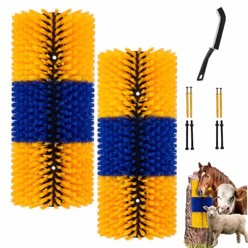 Livestock Scratching Brush Goat Donkey Cow Horse Cattle Itch Scratcher Post | Livestock Grooming and Massage, Farm Animals scratcher, Itch Relief, Goat Scratching Post, Horse Brush, Cow brush - color: Yellow