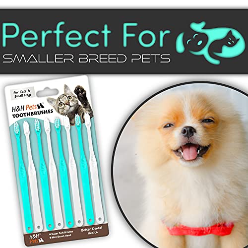 H&H Pets Toothbrush for Small Dogs & Cats - Soft and Extra Small Toothbrush Designed for Cats, Puppies, and XS Breed Dogs Like Teacups, Chihuahuas, Yorkshire, and Poodle, 8 Count Pack - size: 8 Count (Pack of 1)
