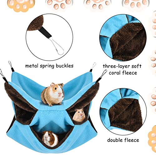 3 Tier Ferret Rat Hammock,Guinea Pig Cage Accessories,11.8x11.8Inches,Pet Cage Hanging Bunkbed Hammock for Small Animals,GuineaPig,Ferret,Kitten,Squirrel,Chinchilla,Rat,Parrot - color: cute blue
