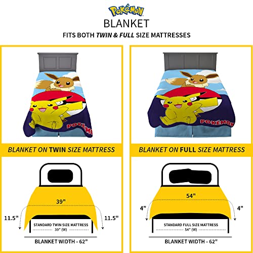 Franco Kids Bedding Super Soft Plush Micro Raschel Blanket, 62 in x 90 in, Pokemon - Design may vary - color: Pokemon - Playing Games, size: 62 in x 90 in