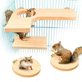 Roundler Squirrel Gerbil Chinchilla and Dwarf Hamster L-shaped Round Hole Wooden Platform, Birds Parrots Activity Playground (style-1)
