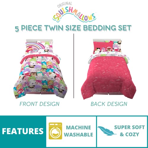 Franco Squishmallows Bedding Super Soft Comforter and Sheet Set with Sham, 5 Piece Twin Size - color: Squishmallows, size: 5 Piece Twin Size