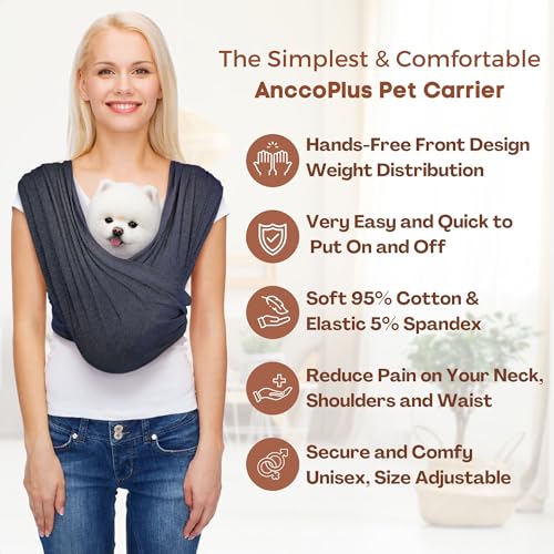 Small Dog Sling Carrier, Hands-Free, Charcoal Black, Regular | Patented Front Carrier Reduces Back and Neck Strain; Adjustable, Soft Cotton, 3D Air Mesh for Puppies & Cats up to 20 lb - color: Charcoal Black, size: Regular