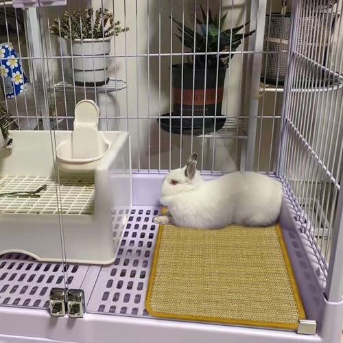 DYAUS Rabbit Scratching Pad, Sisal Bunny Scratch Pad, Natural Rabbit Foraging Mats for Cages, Indoor Bunny Toys Accessories for Bedding Biting Sleeping Resting (2PCS, 16x12in) - size: 2PCS