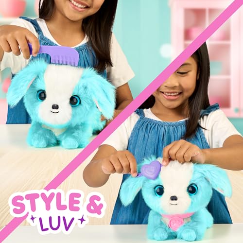 ScruffaLuvs Blue Surprise Pet, Mystery Plush Toy, Wash to Reveal | Wash to reveal 1 of 3 rescue pets, includes deluxe carrier & comb; plush toys for girls ages 3+, gift - style: Blue