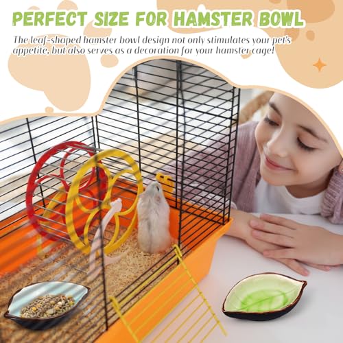 2 Pcs Hamster Food Bowl Ceramic Food Water Feeding Dish for Hamster Guinea Pig Hedgehog Gerbil Dwarf Rat Mice Chinchilla Sugar Glider(Leaf) - style: Leaf