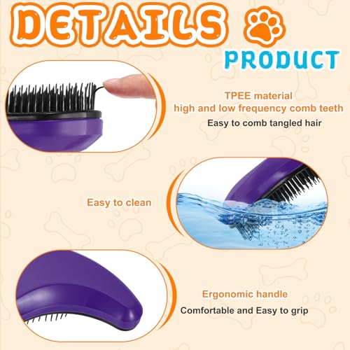 Small Dog Brushes, Grooming Brushes Puppies Hair Remover (Dark Purple, 2 Pcs) - color: Dark Purple