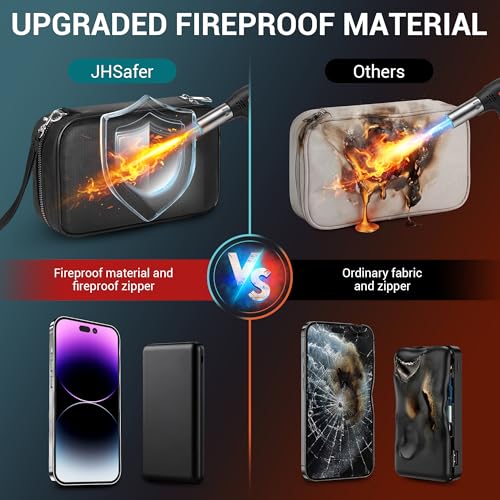 Fireproof Electronics Organizer Travel Case, Black | Water Resistant Tech Accessories Pouch, Explosion-proof Cord Storage Bag, Fireproof Zipper for Phone, Power Bank, Cables, USB