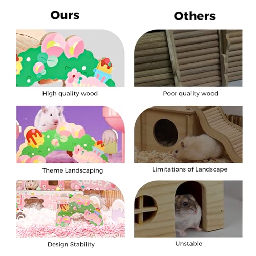 mini&moe Hamster Bridge - Wooden Hamster Climbing Toys Cage Accessories and Decor Small Animal Ladder for Rats, Mice, Gerbils